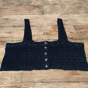 urban outfitters OUT FROM UNDER sz M black crochet type crop tank top